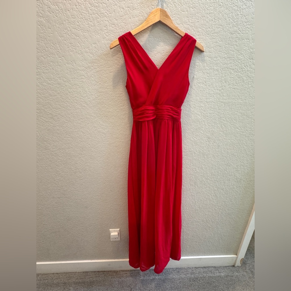 A/X Armani Exchange Red chiffon V-Neck Maxi Dress